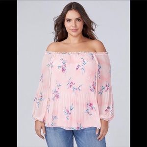 🌸🦋💜OFF-SHOULDER FLORAL PLEATED TOP💜🦋🌸